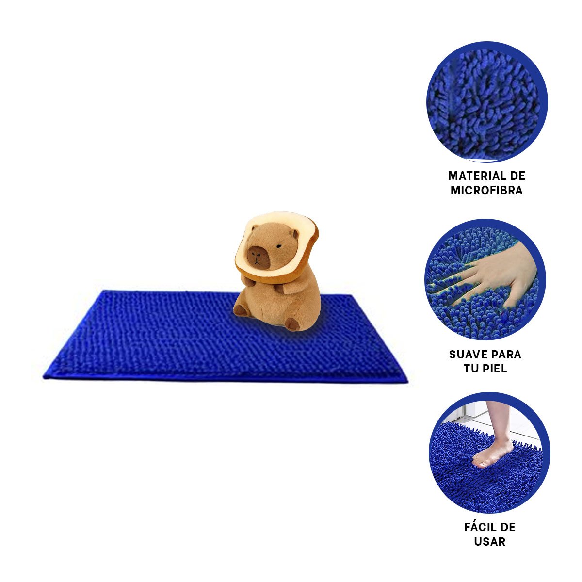 ALFOMBRA RECTANGULAR DE MICROFIBRA 40X60CM AZUL PARA USO DIARIO EN CASA Y+PAPEL REGALO - 5