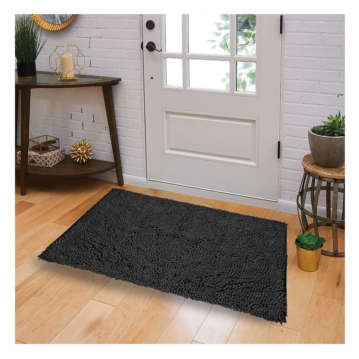 PACK12 TAPETE RECTANGULAR LIVIANO DE MICROFIBRA 40X60CM NEGRO PARA CASA Y+PAPEL REGALO - 3