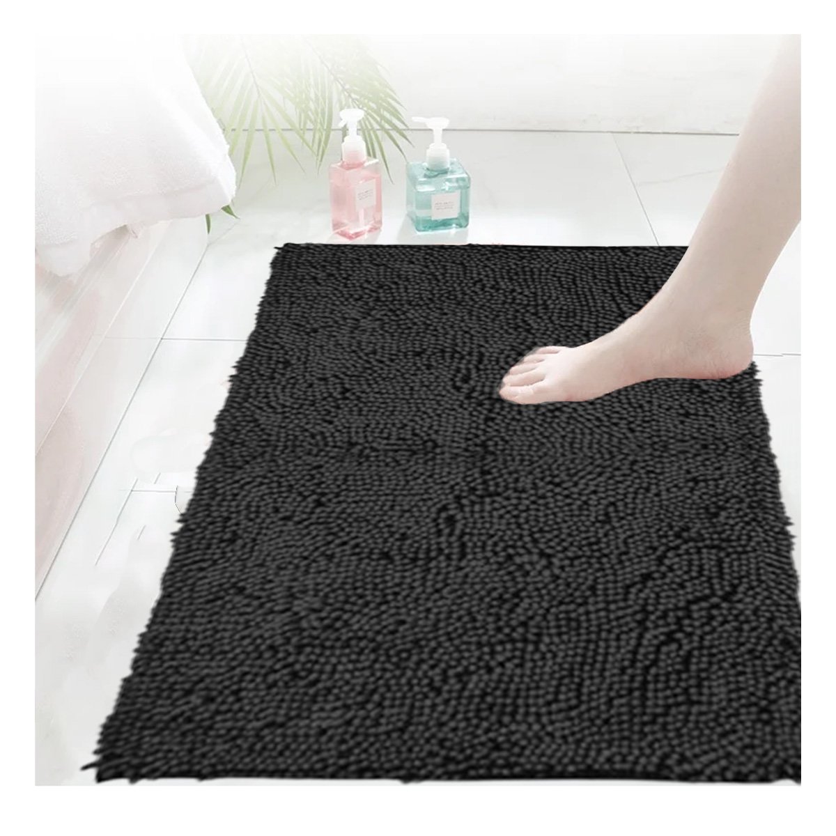 PACK12 TAPETE RECTANGULAR LIVIANO DE MICROFIBRA 40X60CM NEGRO PARA CASA Y+PAPEL REGALO - 5