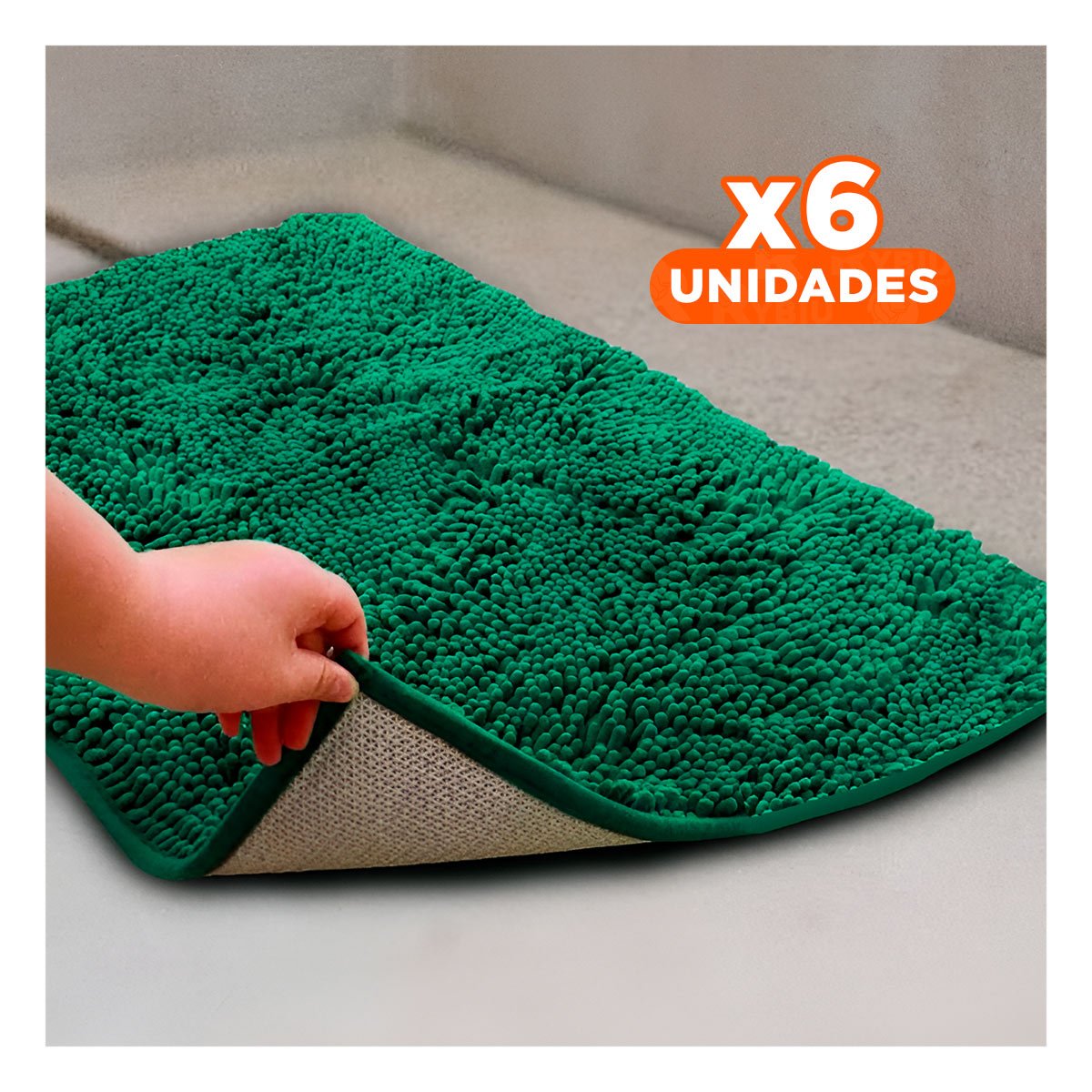 PACK6 PROTECTOR DE PISO RECTANGULAR DECORATIVO MICROFIBRA 40X60CM VERDE OSCURO - 1