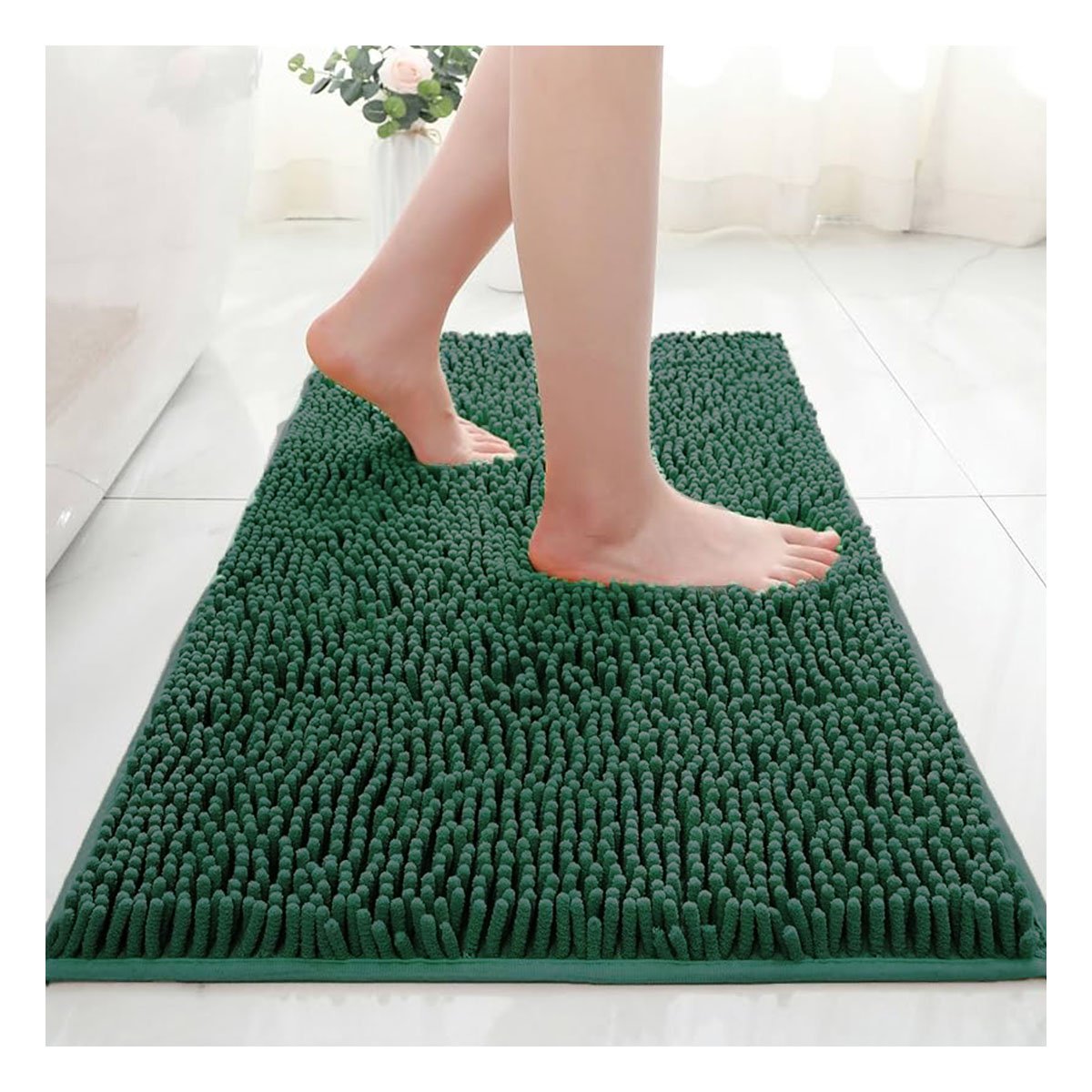 PACK6 PROTECTOR DE PISO RECTANGULAR DECORATIVO MICROFIBRA 40X60CM VERDE OSCURO - 2