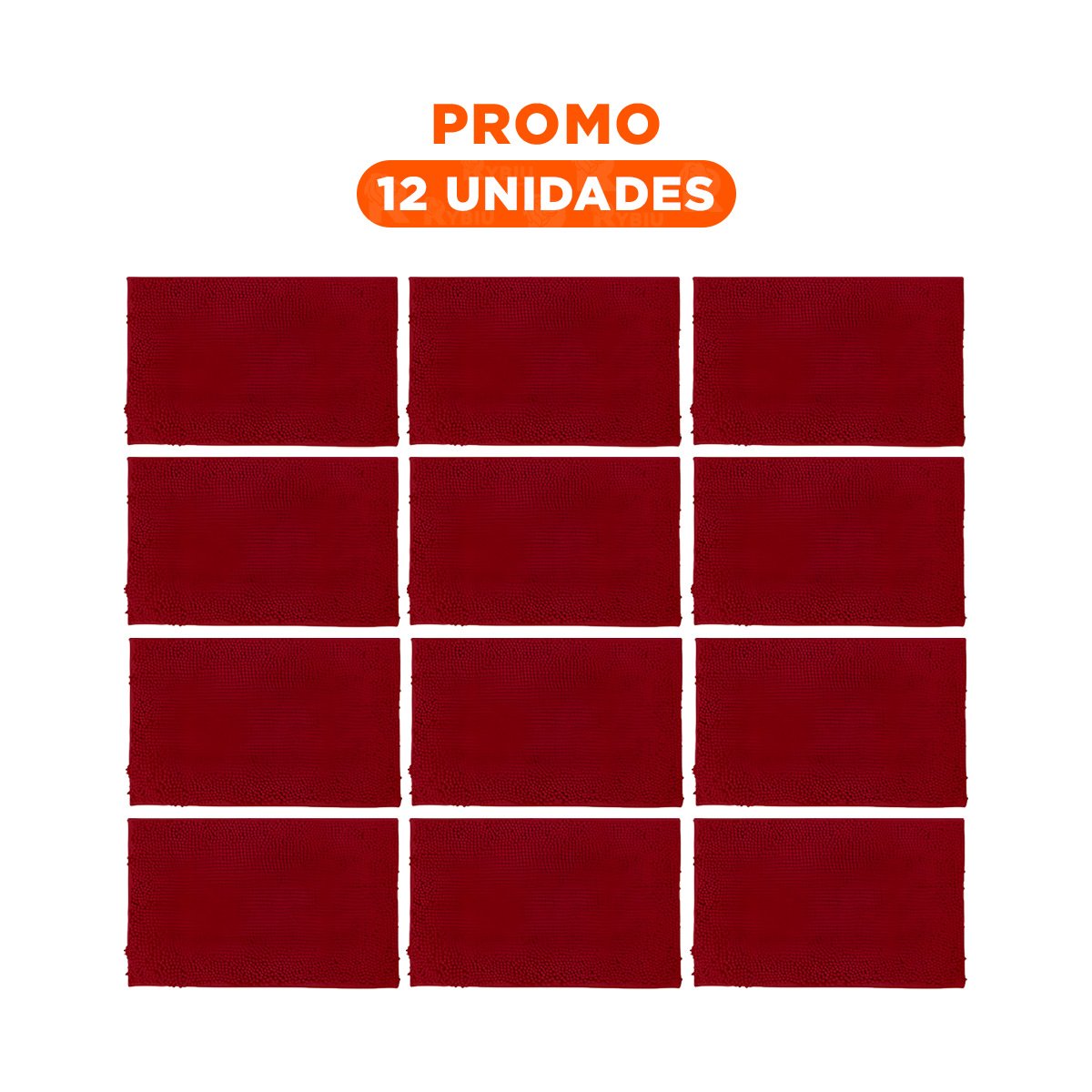 PACK12 ALFOMBRILLA RECTANGULAR SUAVE DE MICROFIBRA 40X60CM GUINDA PARA AMBIENTES - 1