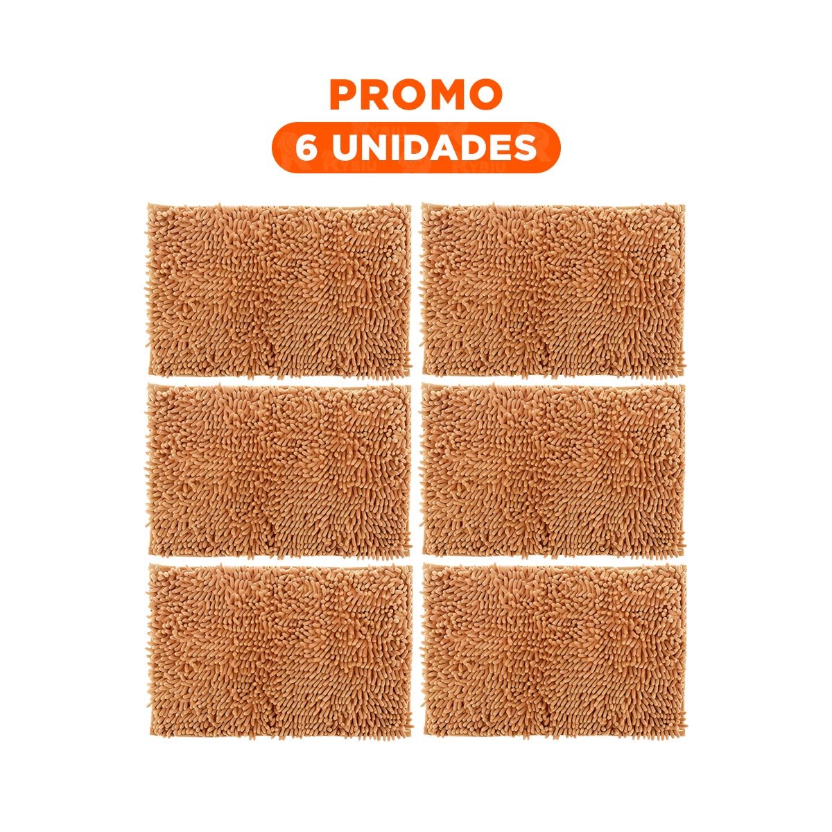 PACK6 CUBREPISO RECTANGULAR ANTIDESLIZANTE DE MICROFIBRA 40X60CM MOSTAZA Y+REGALO STICKER - 1