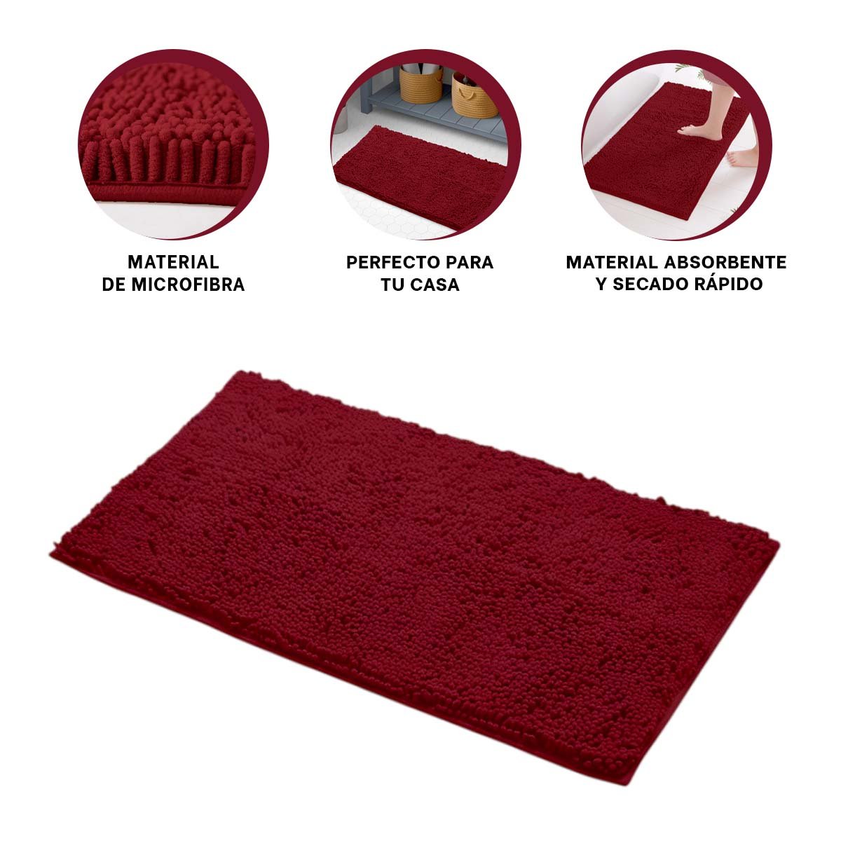 ALFOMBRILLA RECTANGULAR SUAVE DE MICROFIBRA 40X60CM GUINDA INTERIOR Y+POST IT - 5