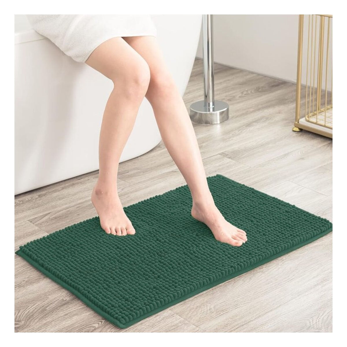 TAPETE RECTANGULAR DE MICROFIBRA 40X60CM VERDE OSCURO PARA PISO DE BANO - 1
