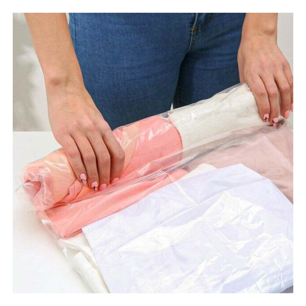 PACK4 PAQUETE AL VACIO 90X120CM ANARANJADO PARA GUARDAR ROPA Y FACIL TRANSPORTE Y+PAPEL REGALO - 2