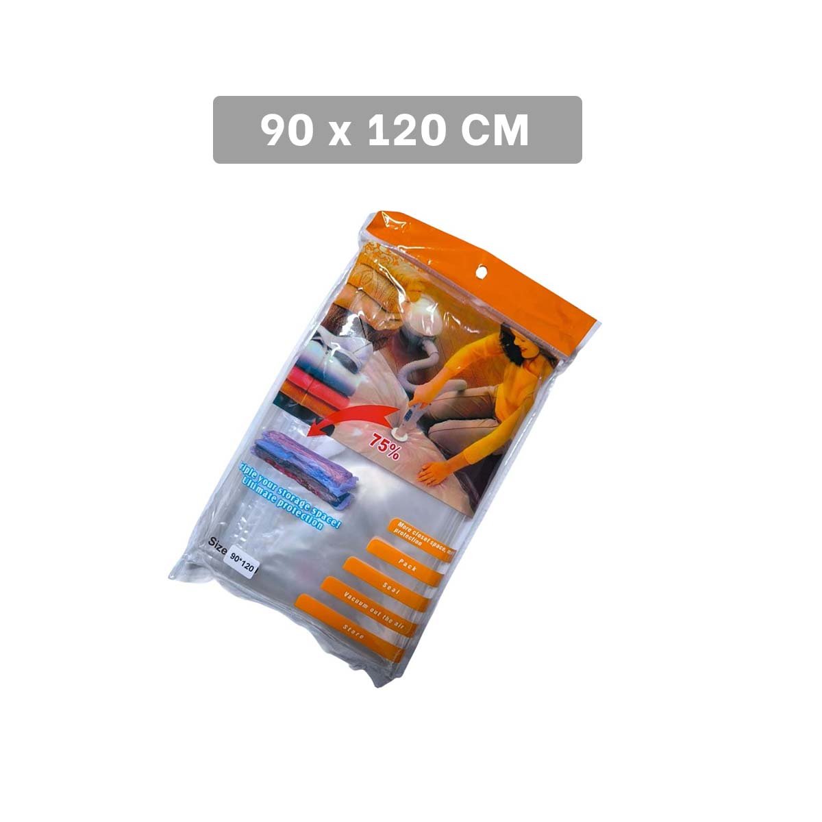 PACK4 BOLSA AL VACIO 90X120CM ANARANJADO PARA ORGANIZAR ROPA Y GUARDAR COBIJAS Y+REGALO STICKER - 4