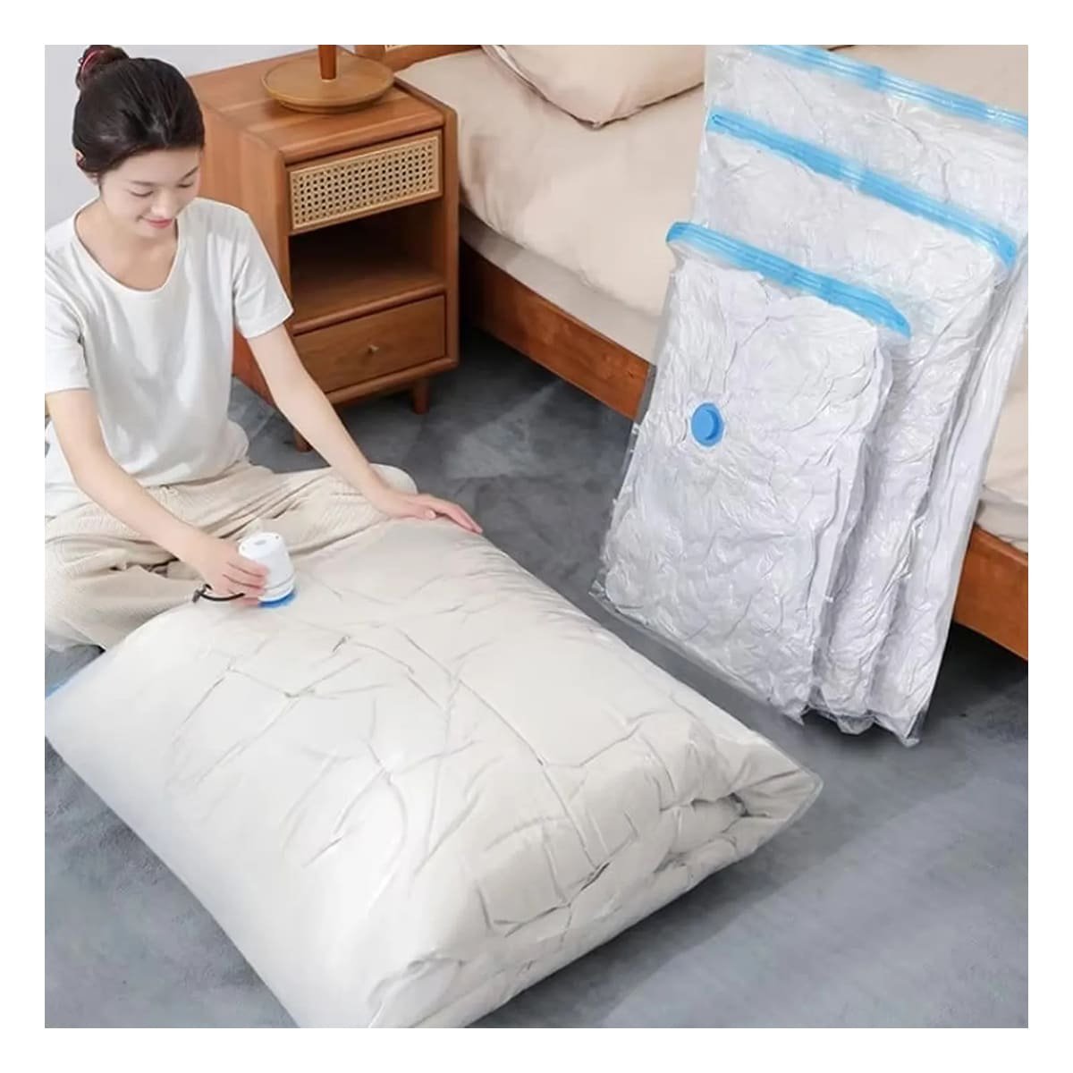 PACK4 CONTENEDOR SELLADO AL VACIO 68X98CM PARA ORGANIZAR ROPA Y MANTAS Y+PAPEL REGALO - 5