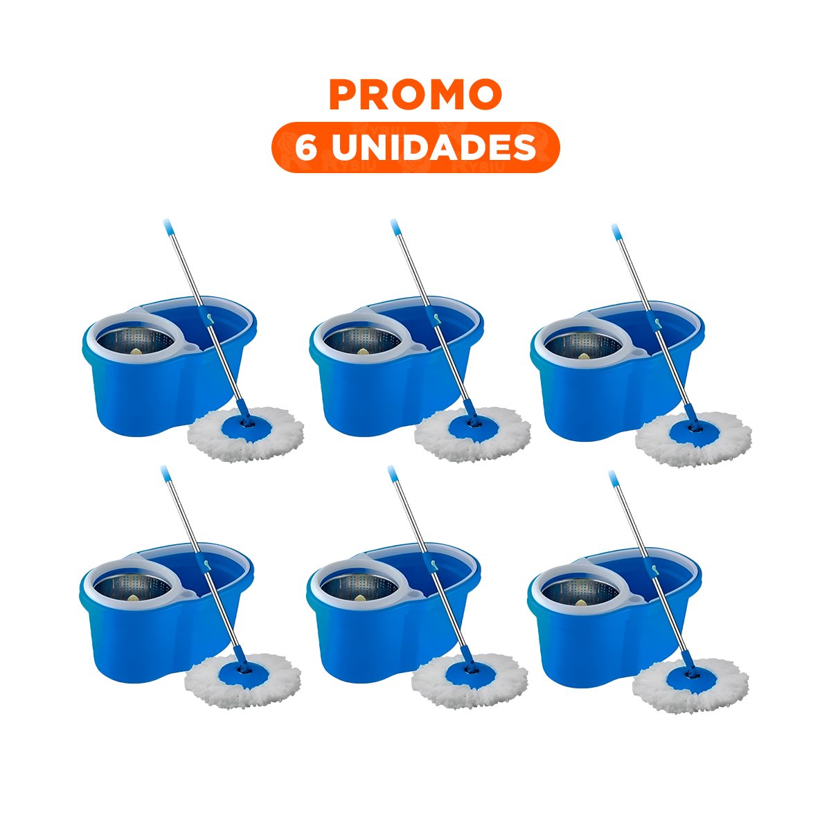 PACK6 PRODUCTO GIRATORIO 360 CON BALDE CENTRIFUGADOR AZUL PARA LIMPIEZA Y+REGALO STICKER - 1