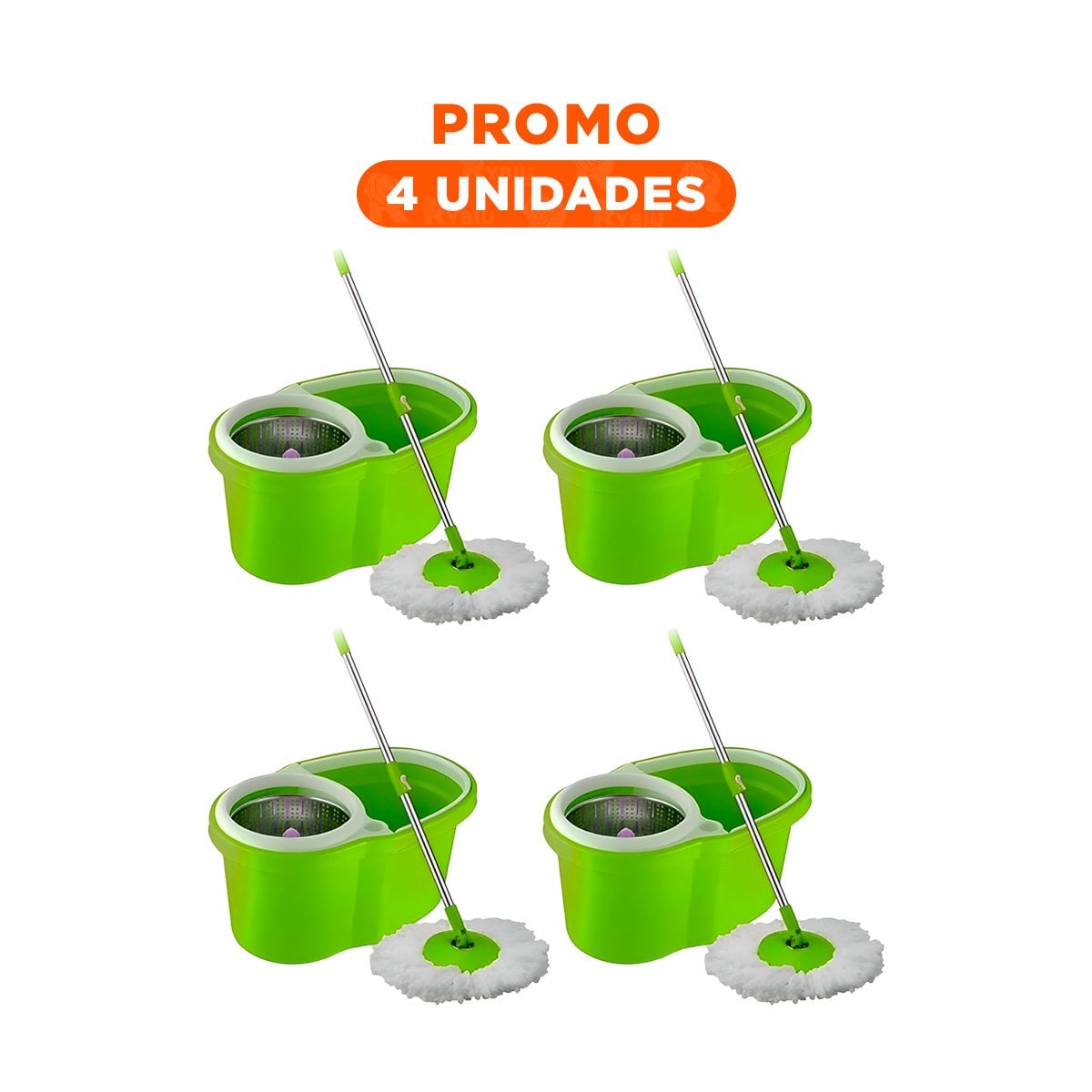 PACK4 UTENSILIO DE LIMPIEZA GIRATORIO 360 CON BALDE CENTRIFUGADOR PARA CASA - 1