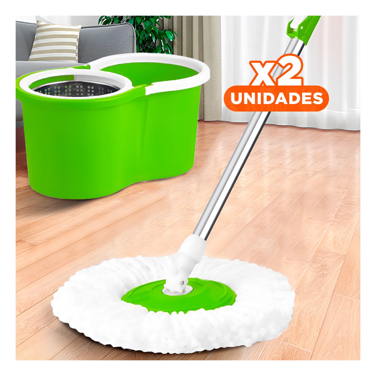 PACK2 ACCESORIO DE LIMPIEZA GIRATORIO 360 CON BALDE CENTRIFUGADOR PARA CASA Y+PAPEL REGALO - 1