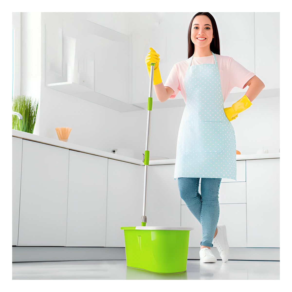 PACK2 ACCESORIO DE LIMPIEZA GIRATORIO 360 CON BALDE CENTRIFUGADOR PARA CASA Y+PAPEL REGALO - 5