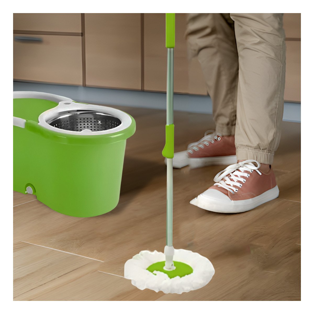 MOPA GIRATORIA 360 CON BALDE CENTRIFUGADOR PARA LIMPIEZA PRÁCTICA EN CASA Y+PAPEL REGALO - 2