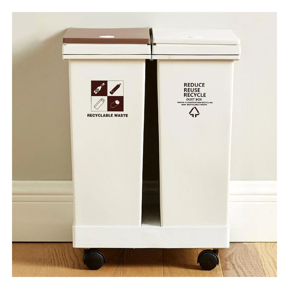 BASURERO DOBLE 40L PARA CLASIFICAR RESIDUOS EN COCINA Y ESPACIOS DEL HOGAR Y+PAPEL REGALO - 1