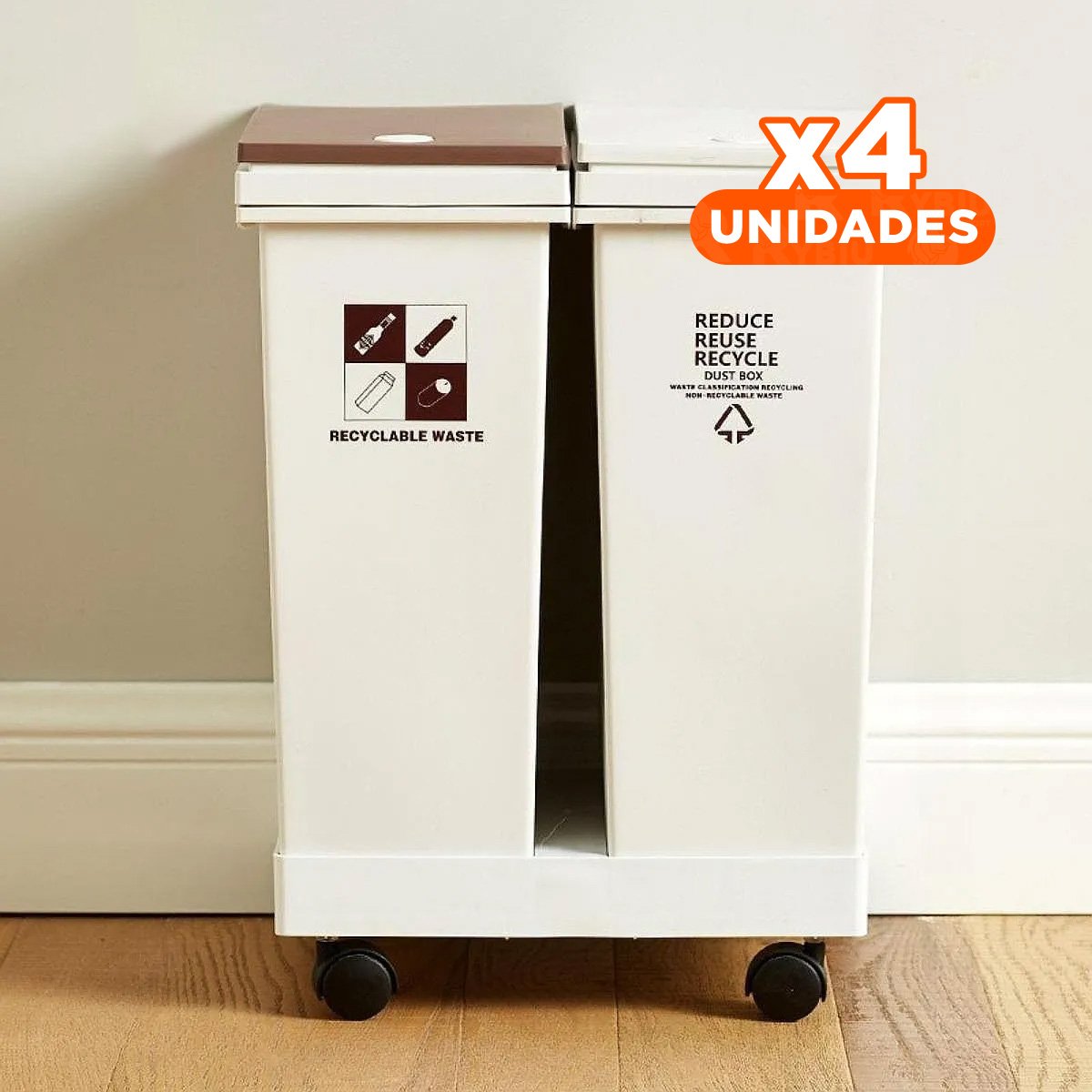 PACK4 IMPLEMENTO DOBLE DE BASURA 40L PARA USO DOMESTICO EN EL HOGAR Y+REGALO STICKER - 1