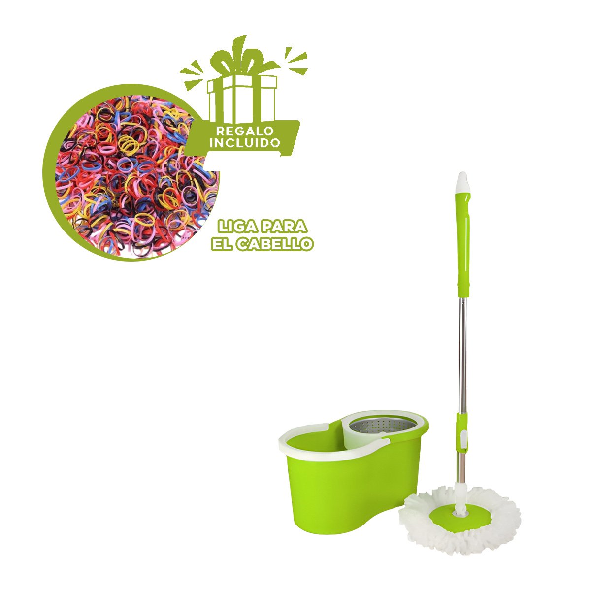ESCOBILLÓN GIRATORIO 360 CON BALDE CENTRIFUGADOR PARA LIMPIEZA DIARIA EN CASA Y+LIGAS REGALO - 2