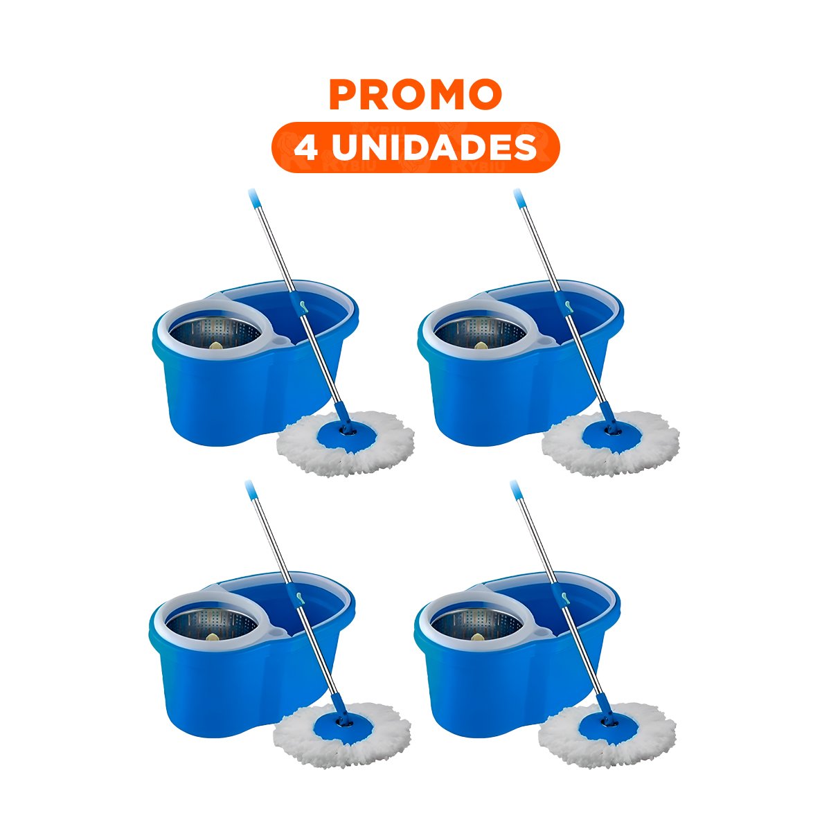 PACK4 SET GIRATORIO 360 CON BALDE CENTRIFUGADOR ROJO PARA ORDEN Y LIMPIEZA - 1