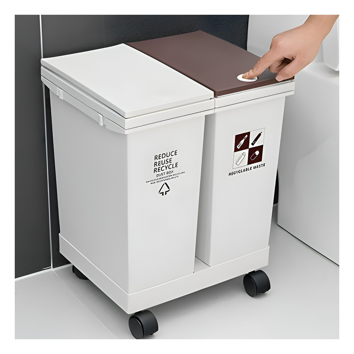 PACK2 RECIPIENTE DOBLE DE BASURA 40L PARA SEPARAR RESIDUOS EN CASA - 5