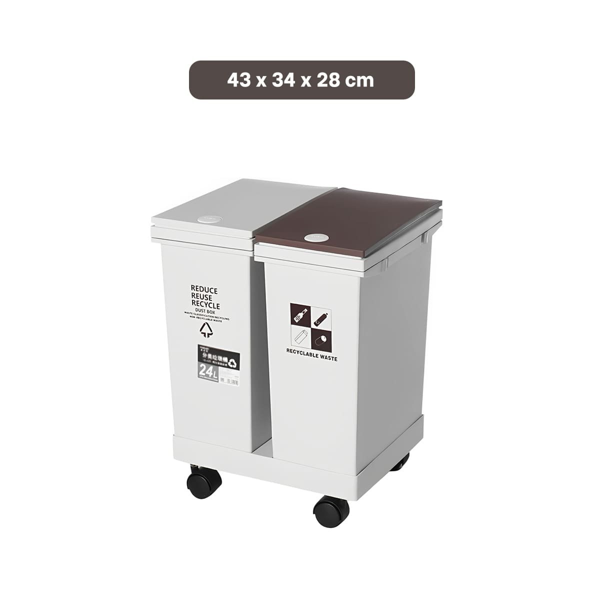 TACHO DE BASURA DOBLE 24L PARA COCINA Y HOGAR BLANCO FUNCIONAL - 4