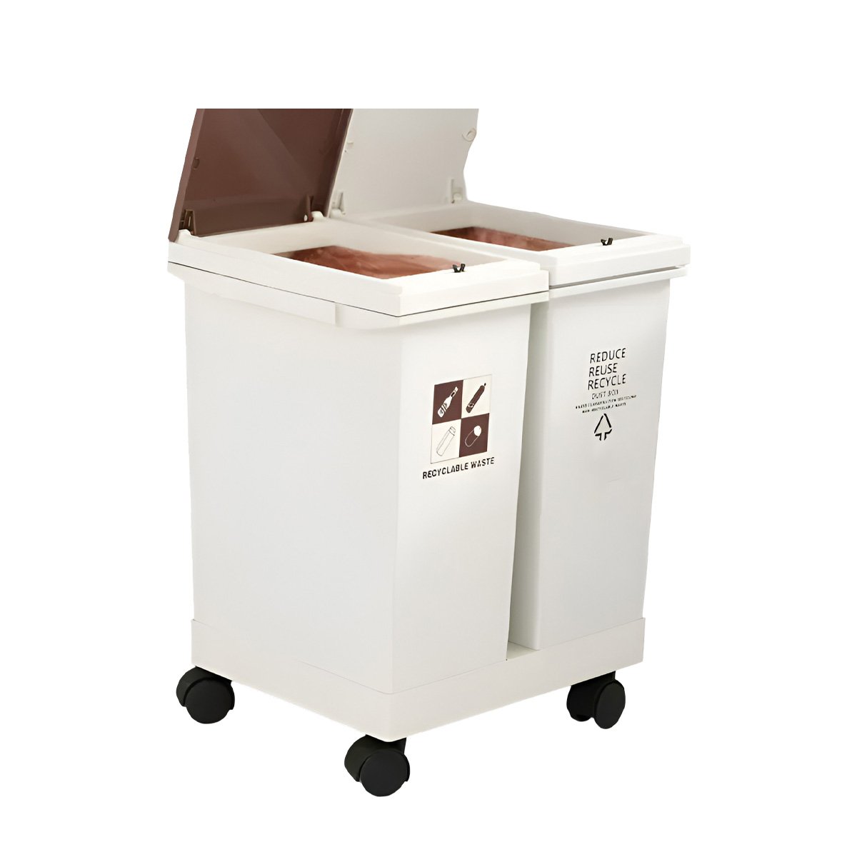 RECIPIENTE DE BASURA DOBLE 40L PARA SEPARACION DOMESTICA EN CASA Y+REGALO STICKER - 1
