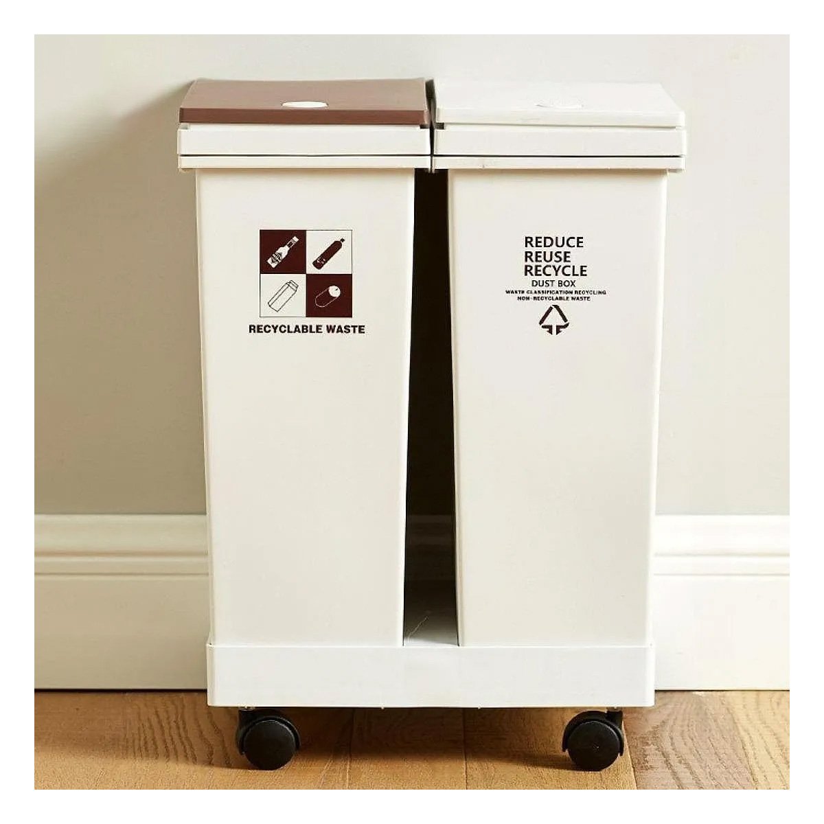 RECIPIENTE DE BASURA DOBLE 40L PARA SEPARACION DOMESTICA EN CASA Y+REGALO STICKER - 2