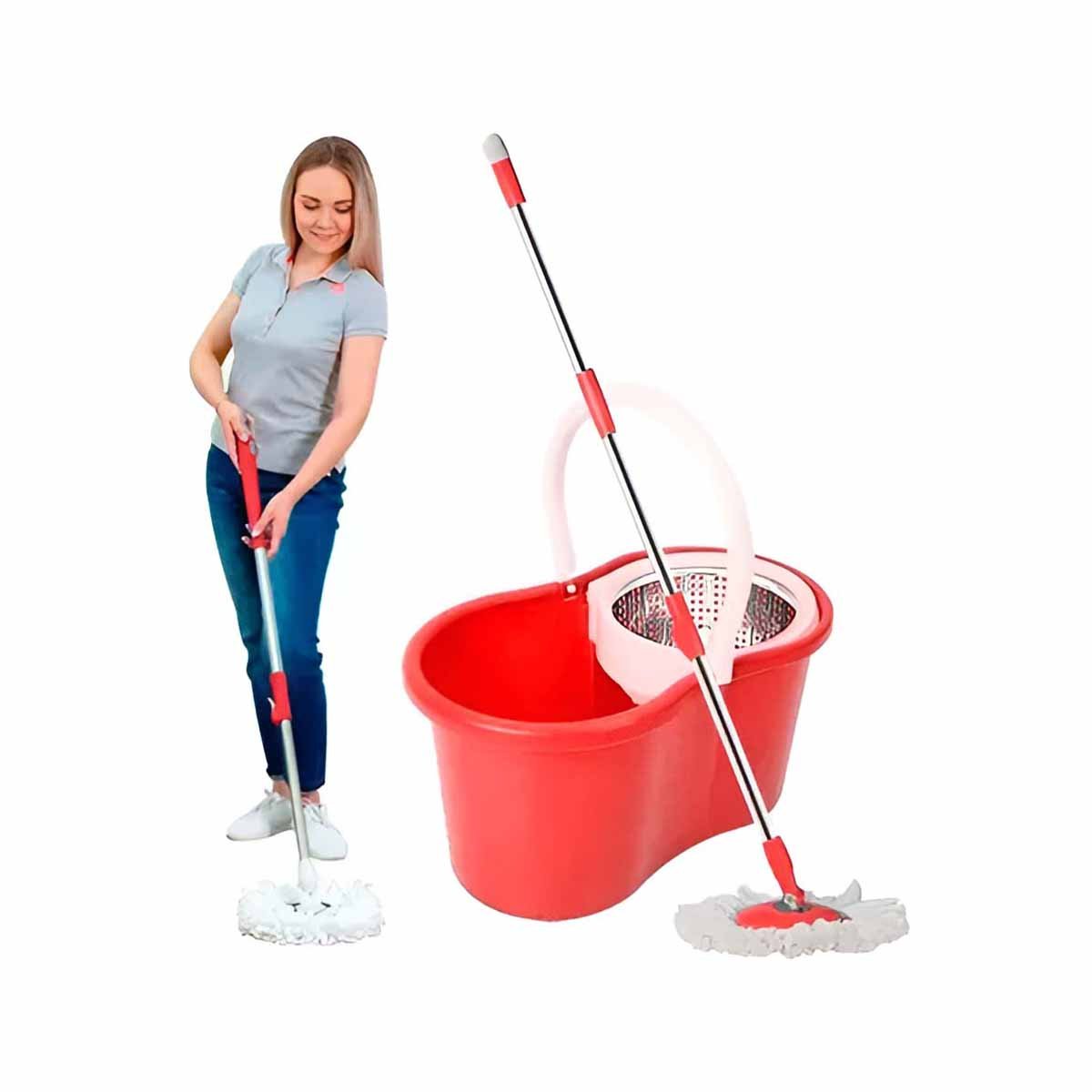 MOPA GIRATORIA 360 CON BALDE CENTRIFUGADOR ROJO PARA LIMPIEZA DEL HOGAR Y+PAPEL REGALO - 5