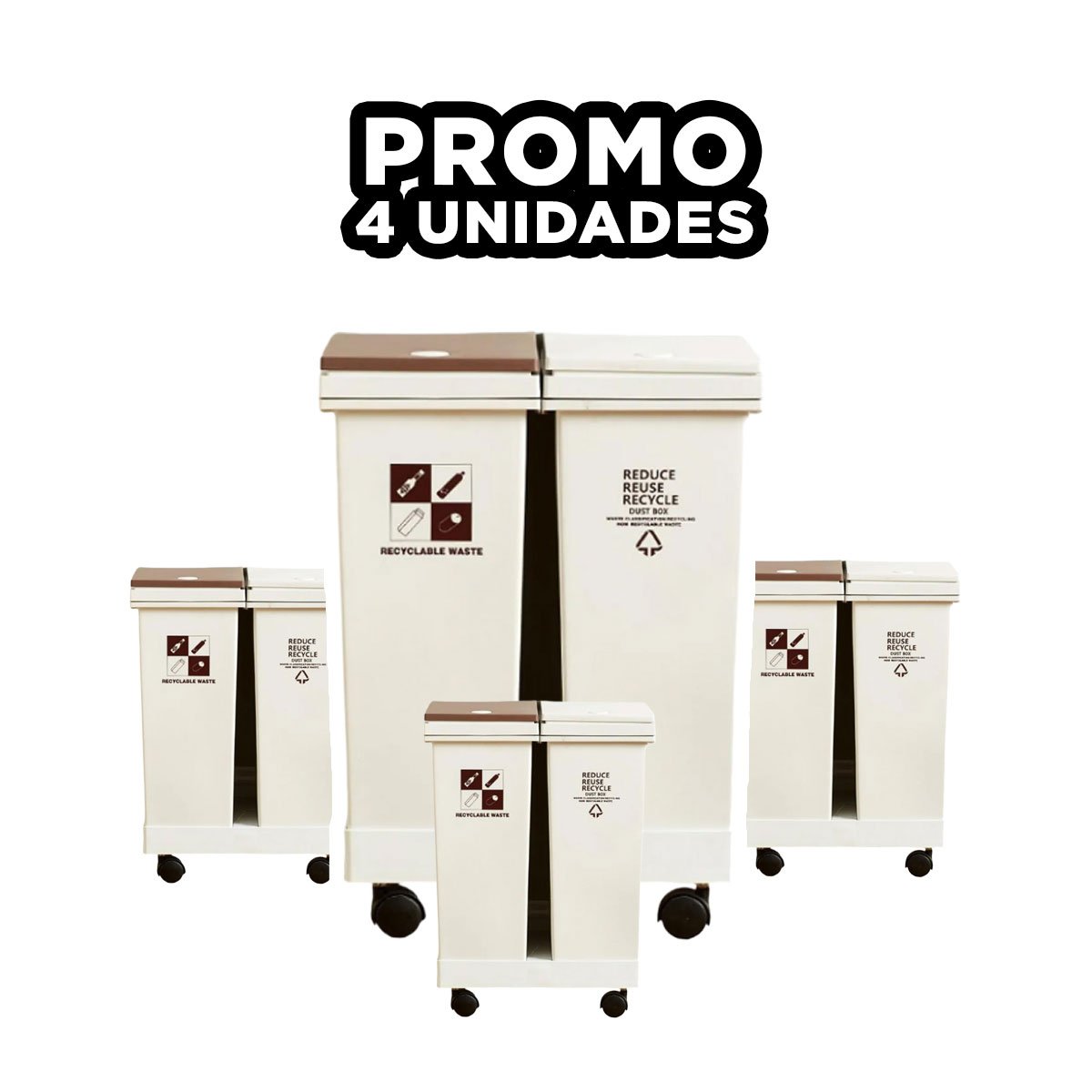 PACK4 EQUIPO DOBLE DE BASURA 40L PARA LIMPIEZA Y ORDEN DEL HOGAR - 1