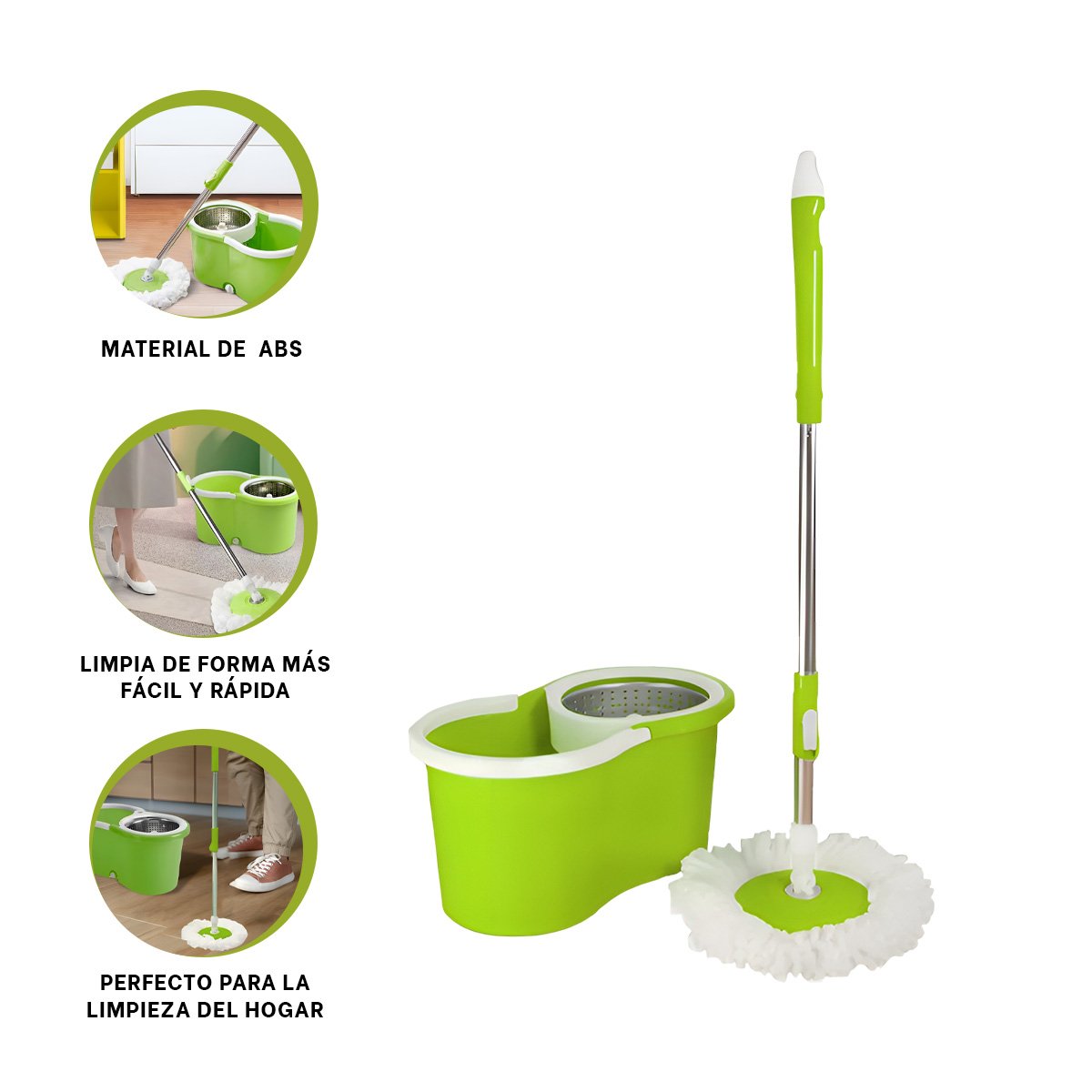 FREGONA GIRATORIA 360 CON BALDE CENTRIFUGADOR PARA LIMPIEZA FÁCIL DEL HOGAR Y+POST IT - 5
