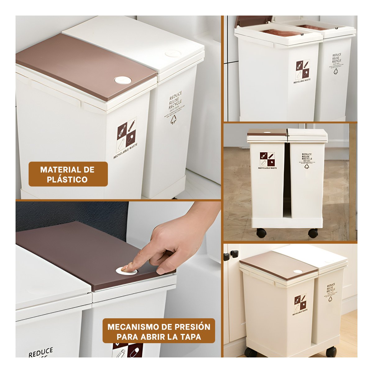 CESTO DE BASURA DOBLE 40L PARA MANTENER EL ORDEN DEL HOGAR Y+POST IT - 2