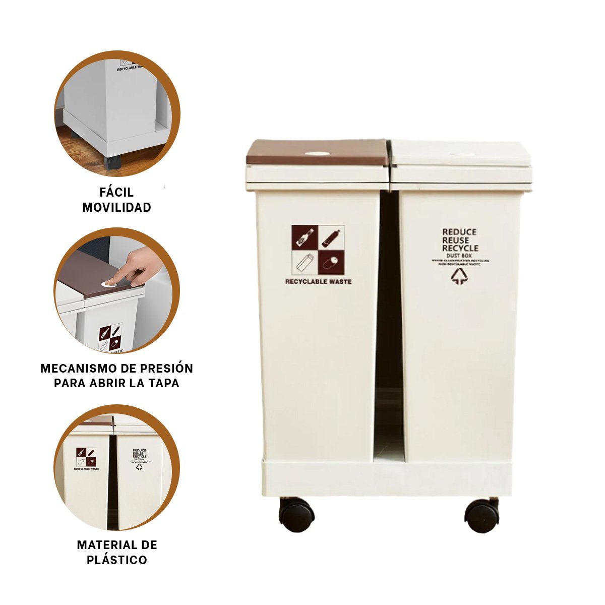 CESTO DE BASURA DOBLE 40L PARA MANTENER EL ORDEN DEL HOGAR Y+POST IT - 5