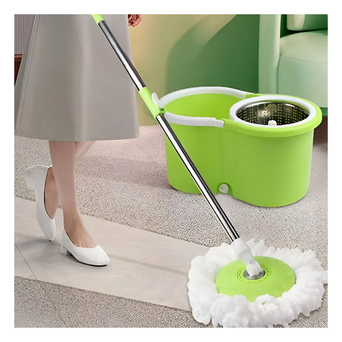TRAPERO GIRATORIO 360 CON BALDE CENTRIFUGADOR PARA ORDEN Y LIMPIEZA DEL HOGAR Y+REGALO STICKER - 3