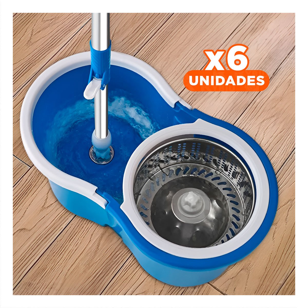 PACK6 UTENSILIO GIRATORIO 360 CON BALDE CENTRIFUGADOR ROJO PARA LIMPIEZA DOMESTICA - 1