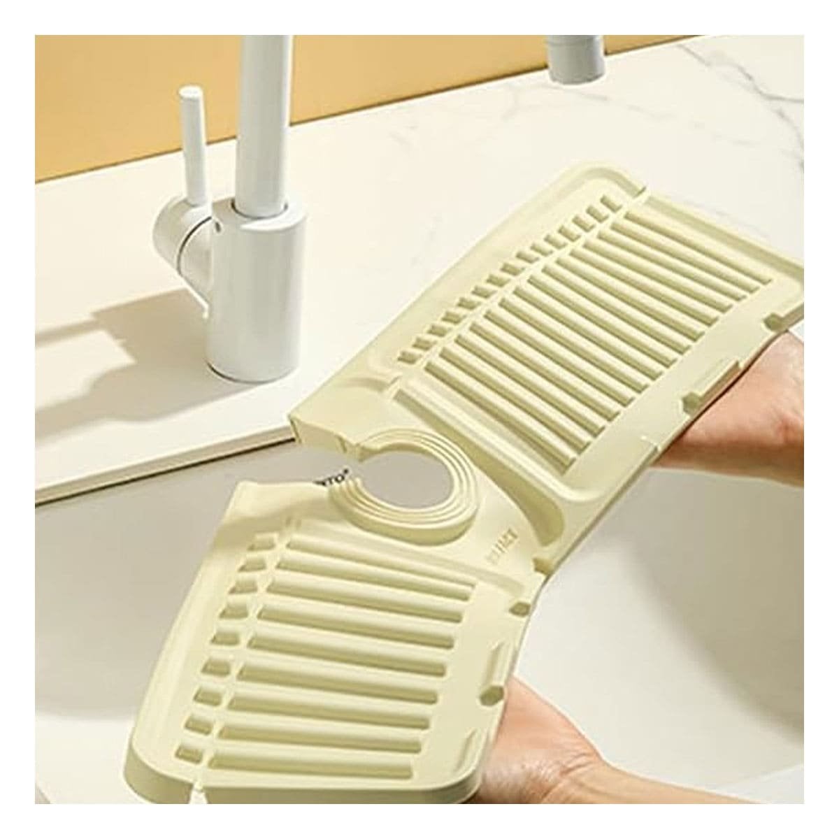 SUPERFICIE DE DRENAJE DE SILICONA CON RAYAS BEIGE PARA LAVADERO Y+LIGAS REGALO - 3