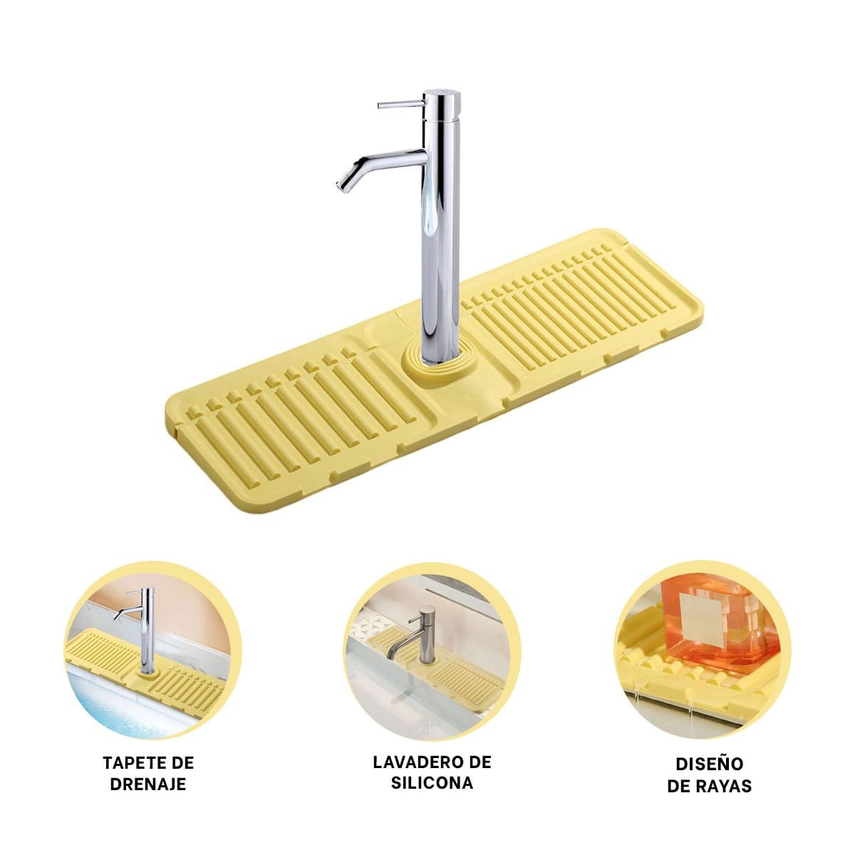 SUPERFICIE DE DRENAJE PARA LAVADERO DE SILICONA CON RAYAS PARA EL HOGAR Y+LIGAS REGALO - 5