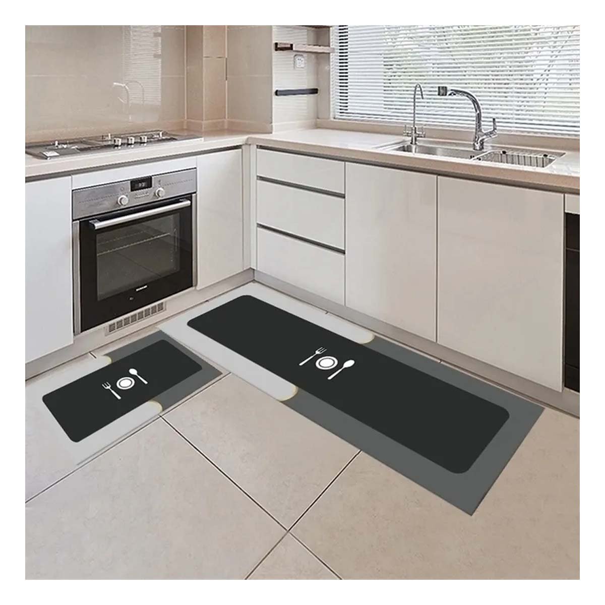 ALFOMBRA ANTIDESLIZANTE DE PISO PARA COCINA Y AMBIENTES DEL HOGAR PLOMO - 1
