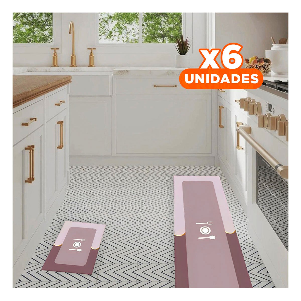 PACK6 SOLUCION ANTIDESLIZANTE DE PISO PARA COCINA Y USO CONSTANTE ROSADO Y+PAPEL REGALO - 1