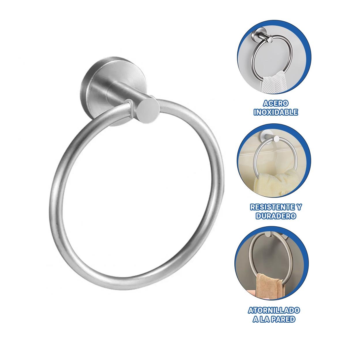 ANILLO PORTA TOALLAS DE PARED CON SUJECION SEGURA PARA USO COTIDIANO Y+PAPEL REGALO - 5