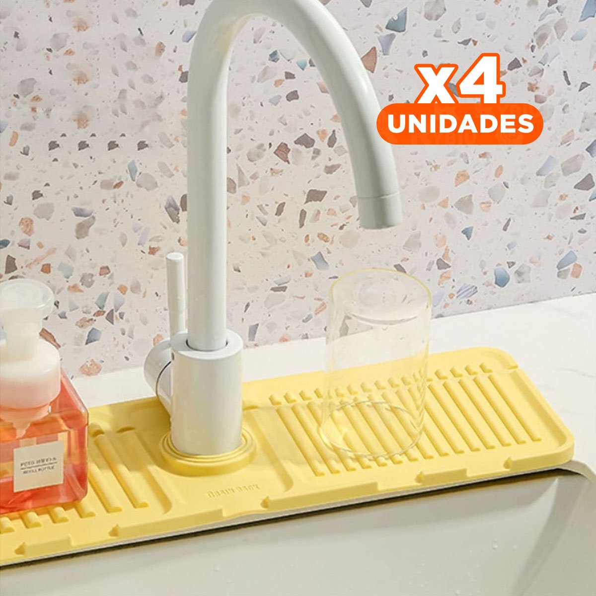 PACK4 SISTEMA DE DRENAJE PARA LAVADERO DE SILICONA CON RAYAS USO DOMESTICO Y+REGALO STICKER - 1