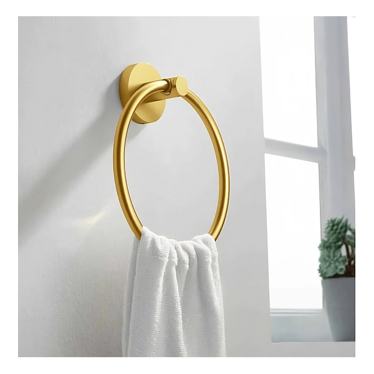 TOALLERO DE ANILLO PARA PARED CON SUJECION FIRME Y USO DIARIO DORADO - 5