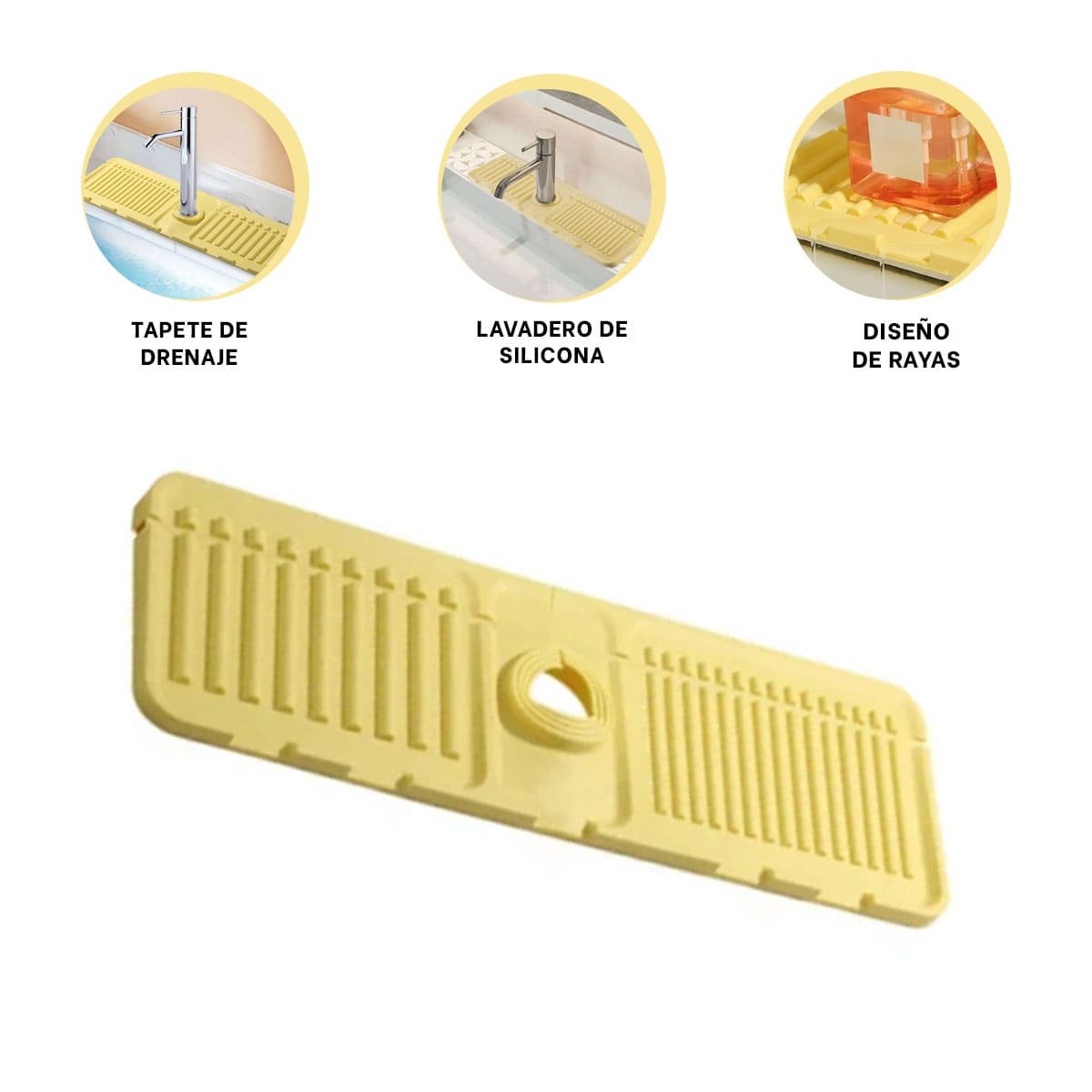 PROTECTOR DE DRENAJE PARA LAVADERO DE SILICONA CON RAYAS USO COTIDIANO Y+POST IT - 5