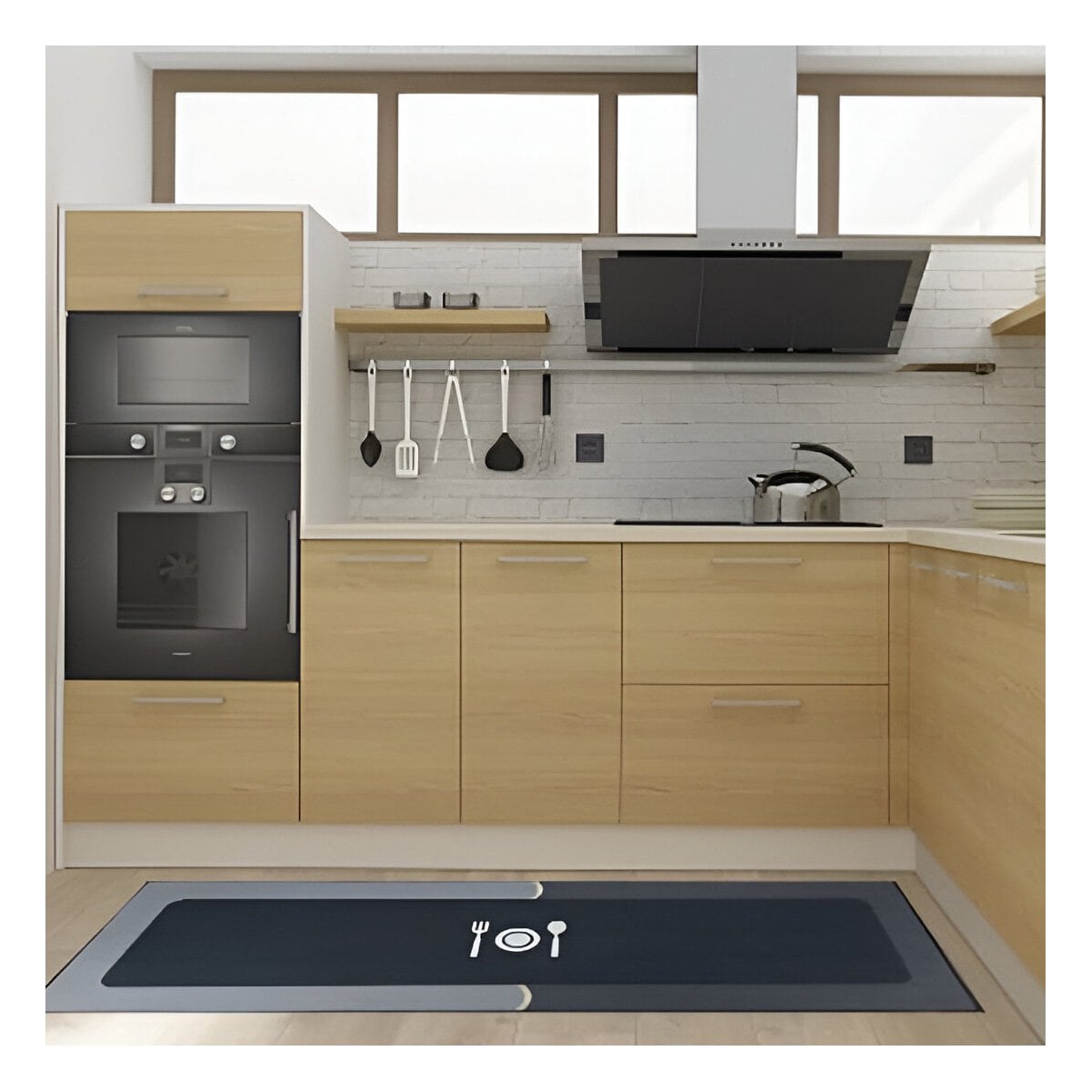 ALFOMBRA ANTIDESLIZANTE DE PISO PARA COCINA Y AMBIENTES DEL HOGAR AZUL - 5