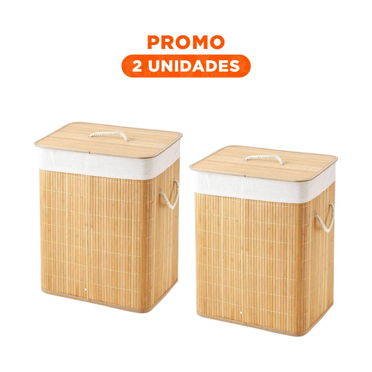 PACK2 PRODUCTO PLEGABLE DE BAMBU CON TAPA PARA ALMACENAMIENTO DOMESTICO Y+REGALO STICKER - 1