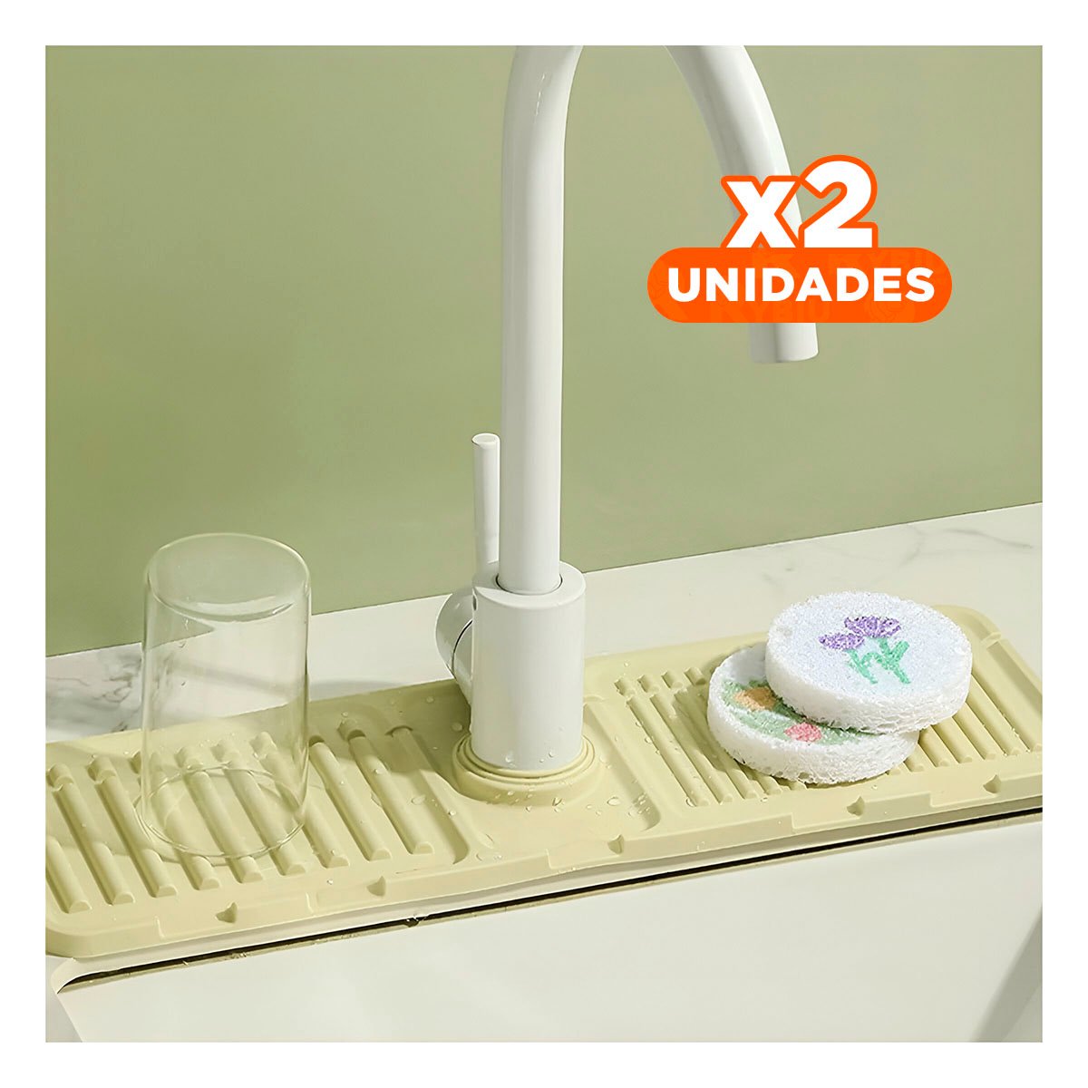 PACK2 TAPETE DE PISO CON SUPERFICIE ANTIDESLIZANTE PARA COCINA VERDE - 1