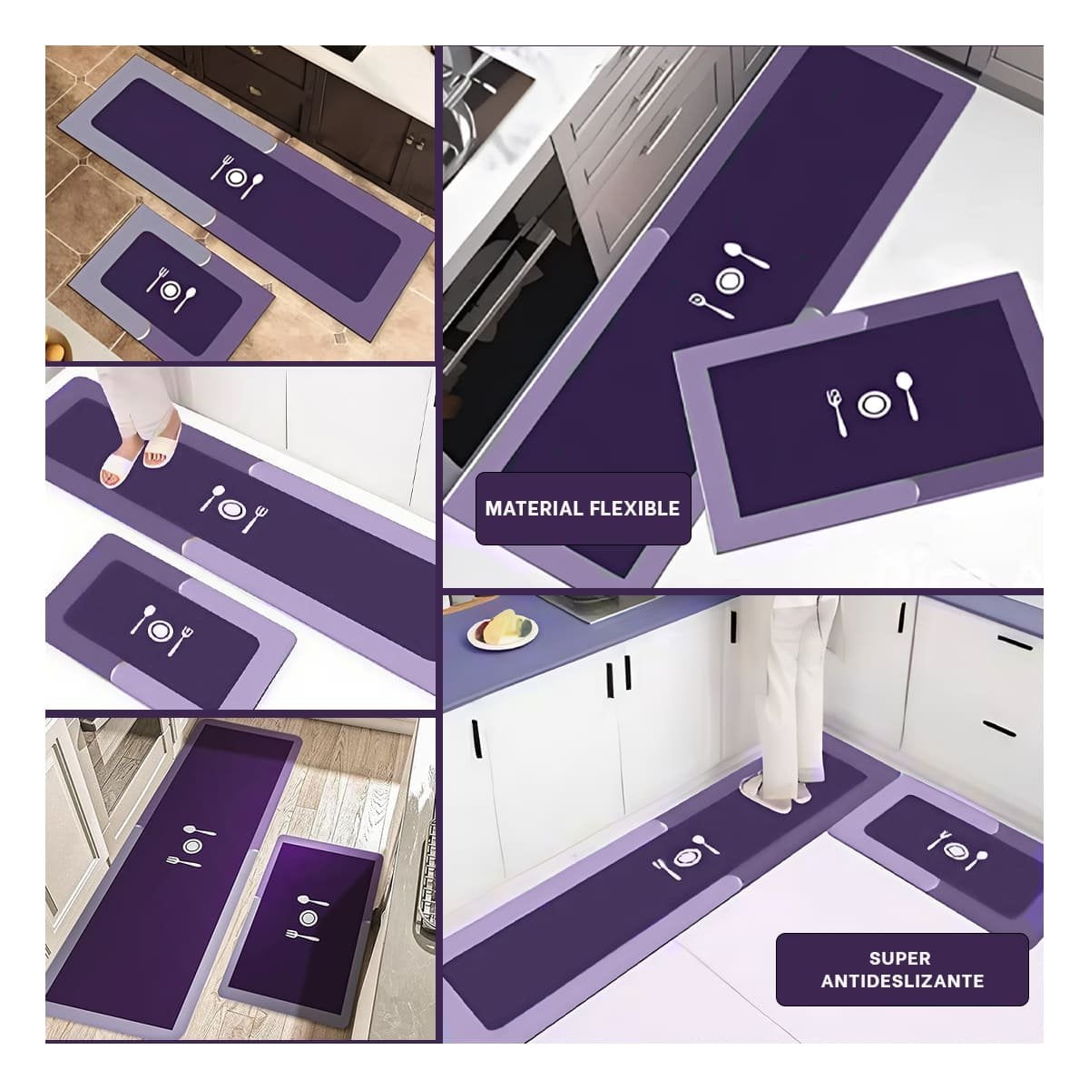 ALFOMBRA DE PISO ANTIDESLIZANTE PARA COCINA Y AMBIENTES DEL HOGAR MORADO - 2