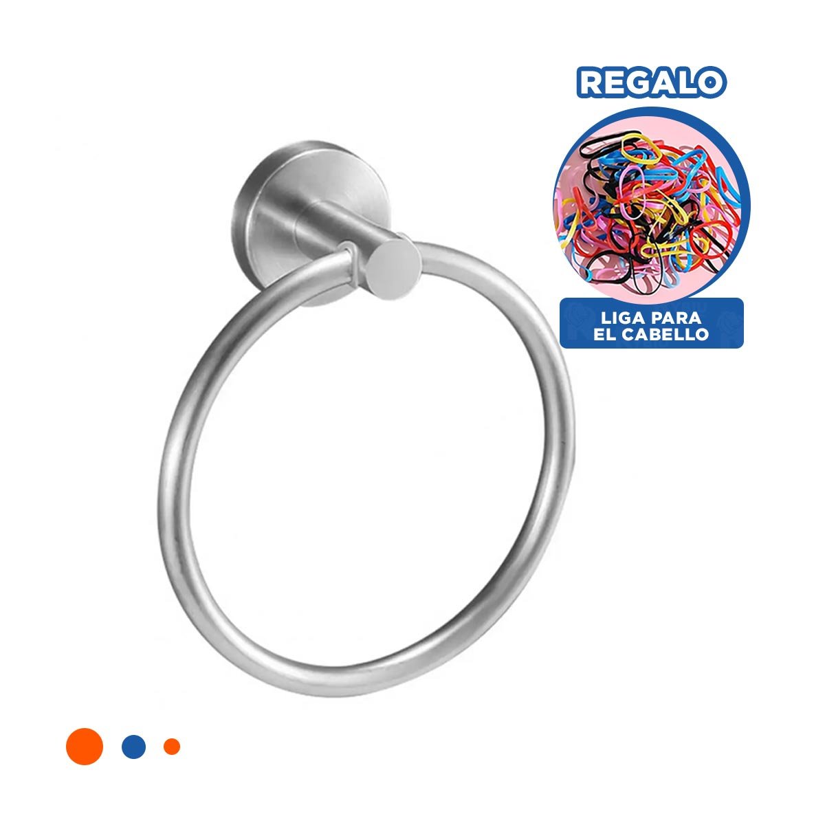 COLGADOR DE TOALLAS EN FORMA DE ANILLO CON FIJACION A PARED PRACTICO Y+LIGAS REGALO - 2
