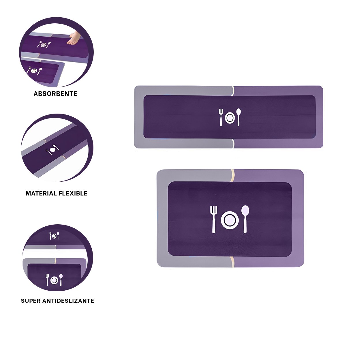 COBERTOR DE PISO CON FUNCION ANTIDESLIZANTE PARA COCINA Y CASA MORADO Y+POST IT - 5