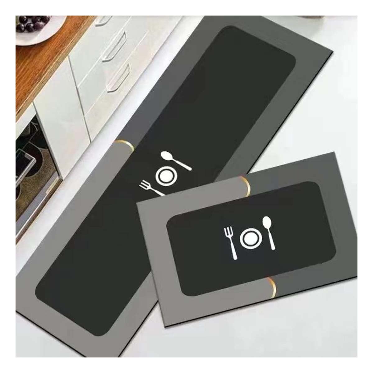 PACK2 TAPETE DE PISO CON SUPERFICIE ANTIDESLIZANTE PARA COCINA PLOMO - 2