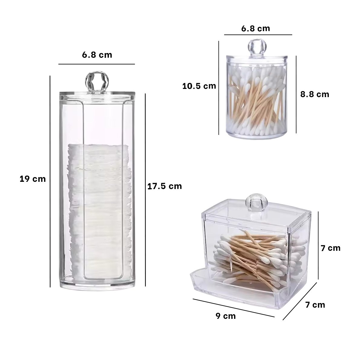 PACK4 ESTUCHE ORGANIZADOR DE ACRILICO TRANSPARENTE PARA HISOPOS Y ALGODON DIARIO Y+PAPEL REGALO - 4