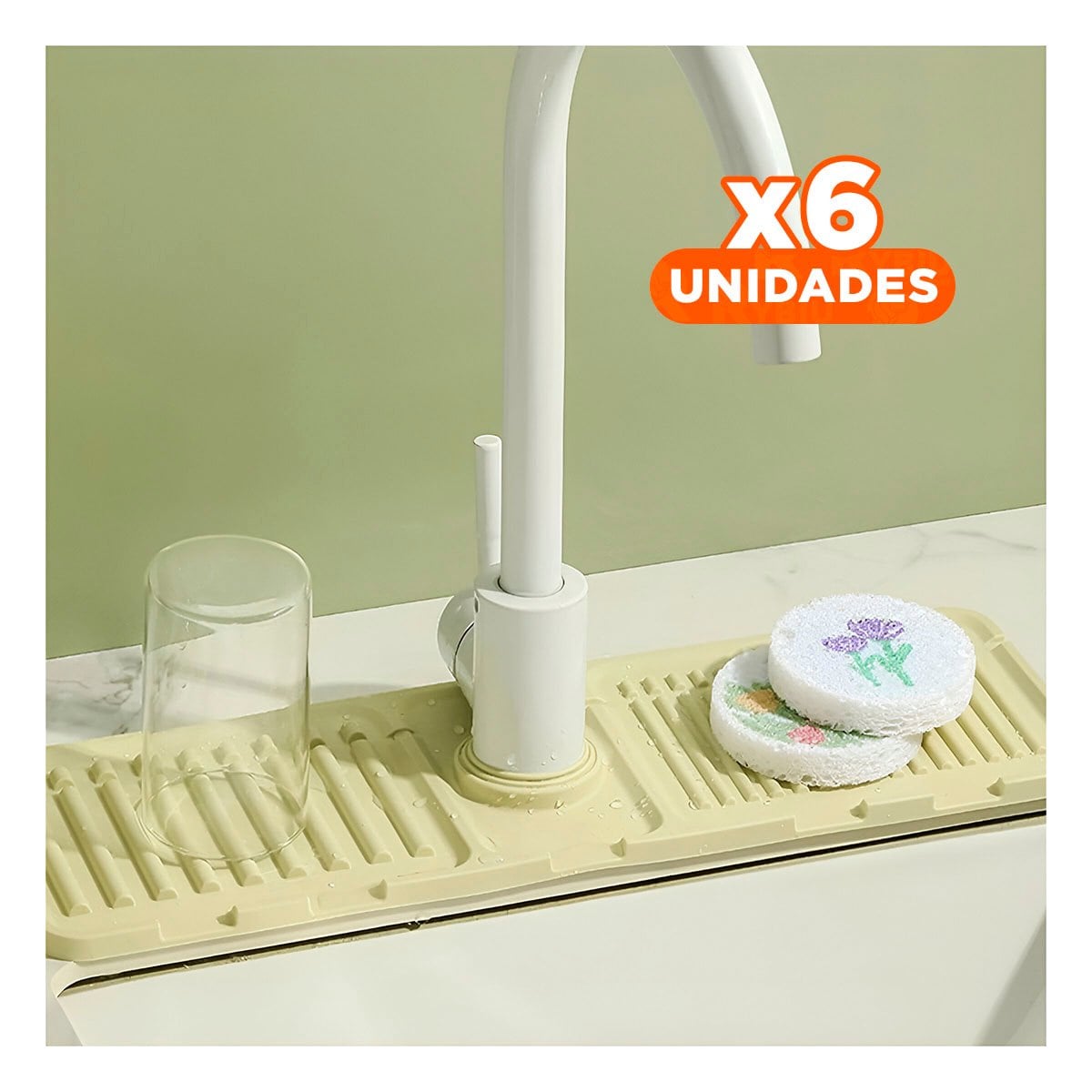 PACK6 ELEMENTO DE PISO ANTIDESLIZANTE PARA COCINA Y ZONAS DEL HOGAR VERDE - 1
