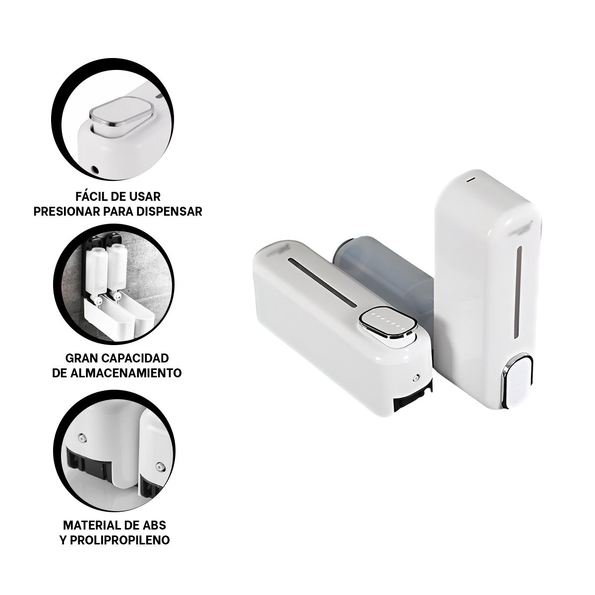DISPENSADOR DE JABON MANUAL 300ML ACABADO LISO FACIL LIMPIEZA BLANCO Y+POST IT - 5